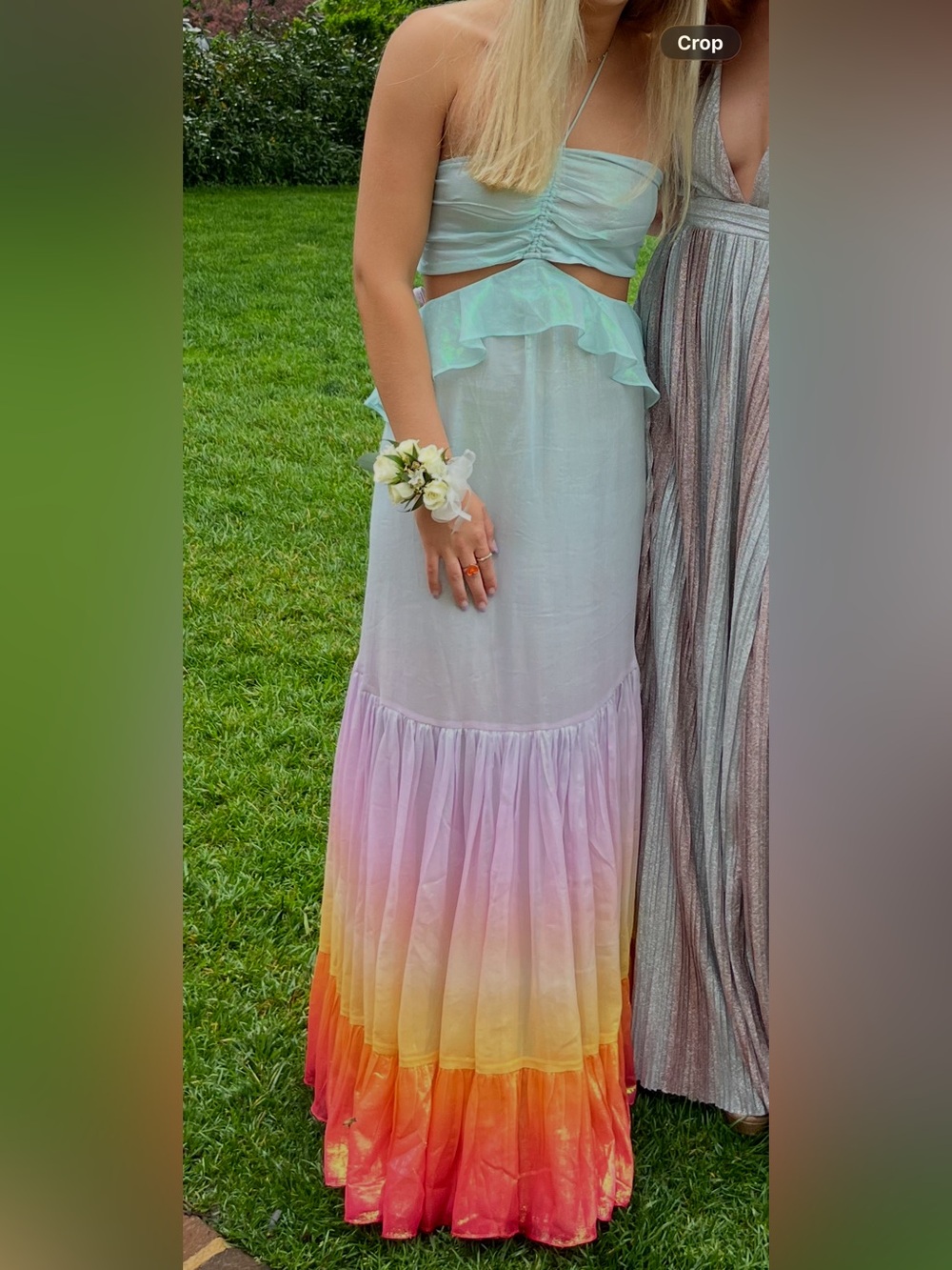 Rococo Sand Pastel Ombre Maxi Dress with Ruffle Waist